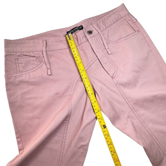 Authentic Dolce & Gabbana Straight Leg Pants Sz.8 Pink Cotton Med Rise Summer - Picture 8 of 11